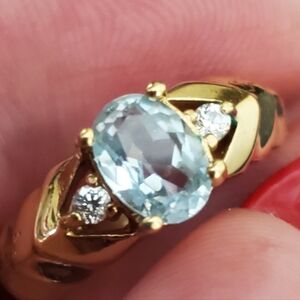 Gold 14k Women's Ring And Blue Topaz